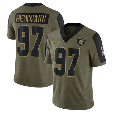 Men's Nike Las Vegas Raiders Tonka Hemingway Olive 2021 Salute To Service Jersey - Limited